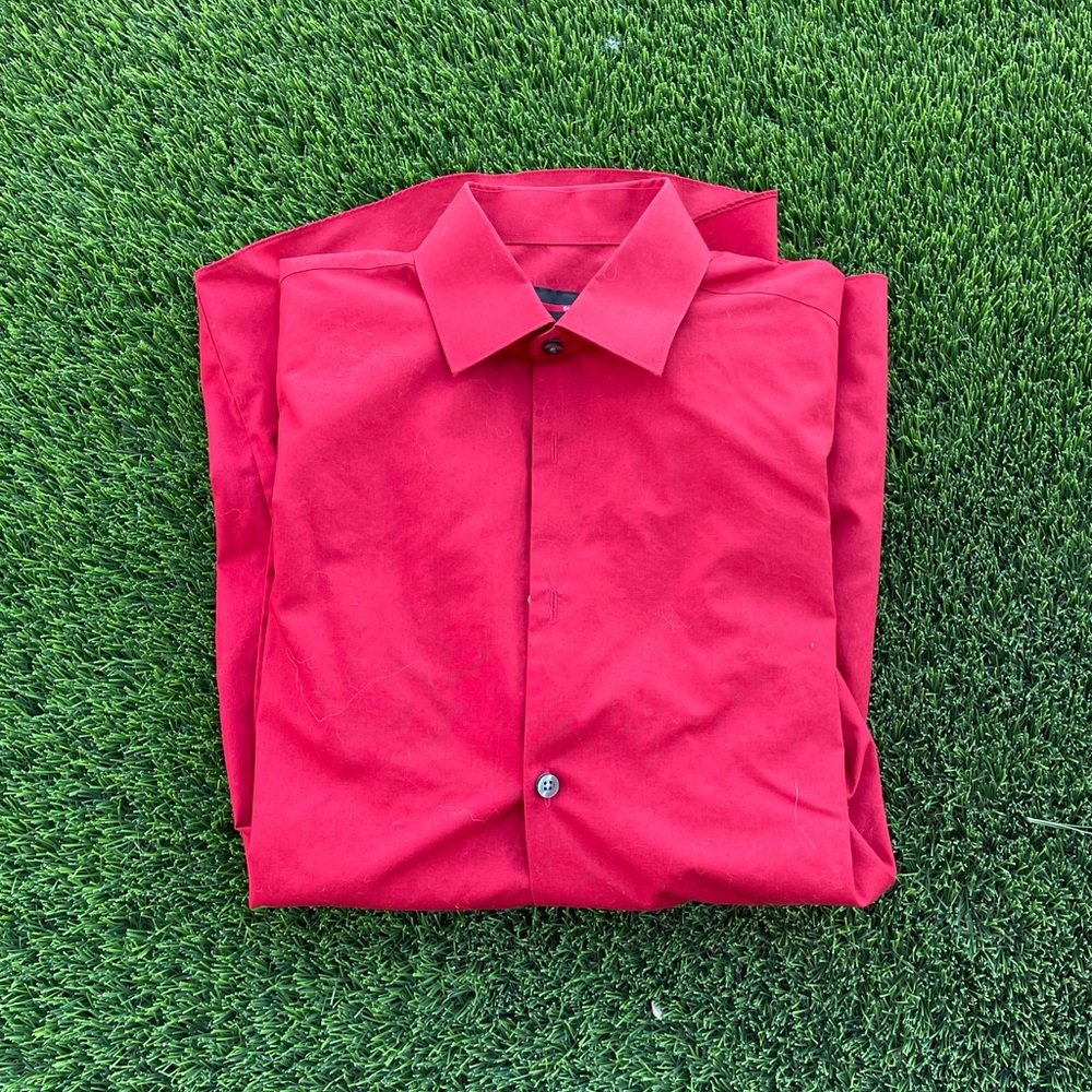 Red Silky Button Up